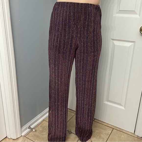 NBD Revolve Pants Wide Leg Metallic Rainbow Purple Party New Year’s Size Small - Picture 1 of 6